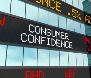 Consumer Confidence Wall Street Rise Increase Stock Market Ticker 3d Illustration